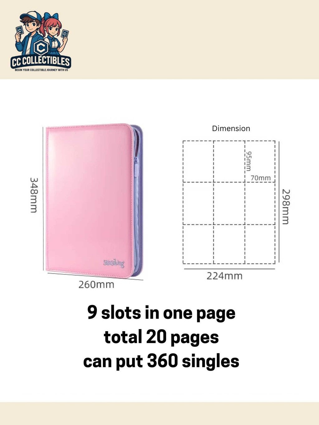 Colorful Trading Card Binder with zip (360 slots)