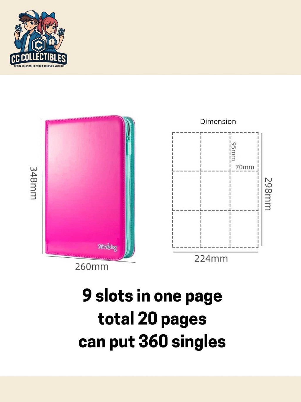 Colorful Trading Card Binder with zip (360 slots)