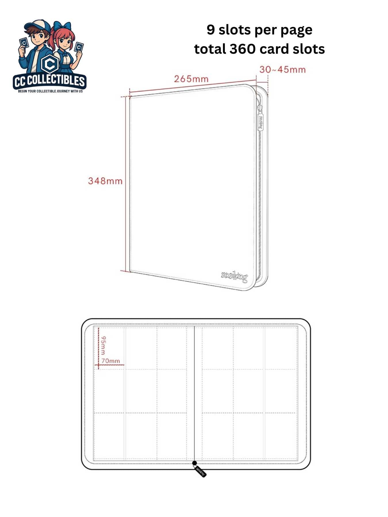 Colorful Trading Card Binder with zip (360 slots)